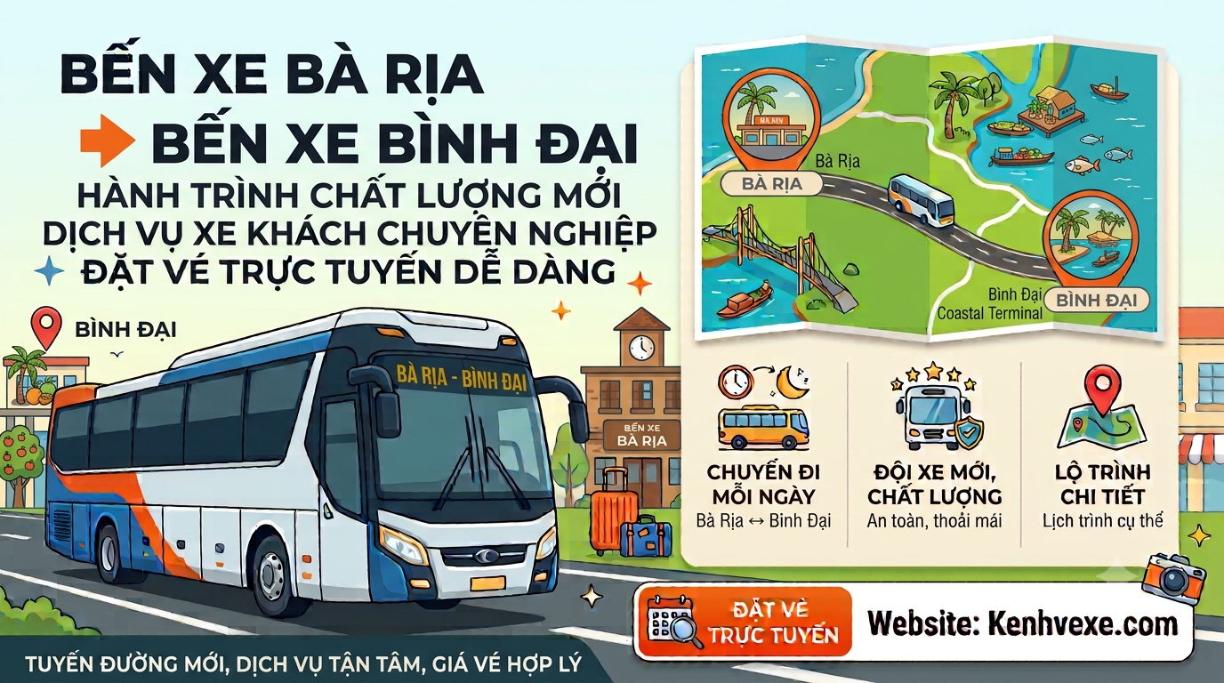 Xe khách Bến Xe Bà Rịa đi Bến Xe Bình Đại