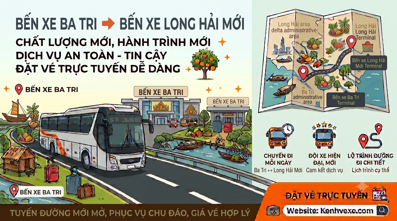 Xe khách Bến Xe Ba Tri đi Bến xe Long Hải Mới