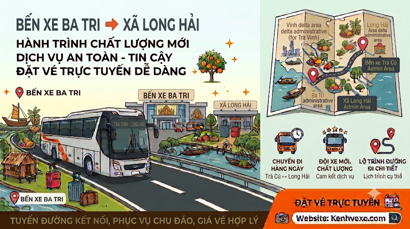 Xe khách Bến Xe Ba Tri đi Xã Long Hải