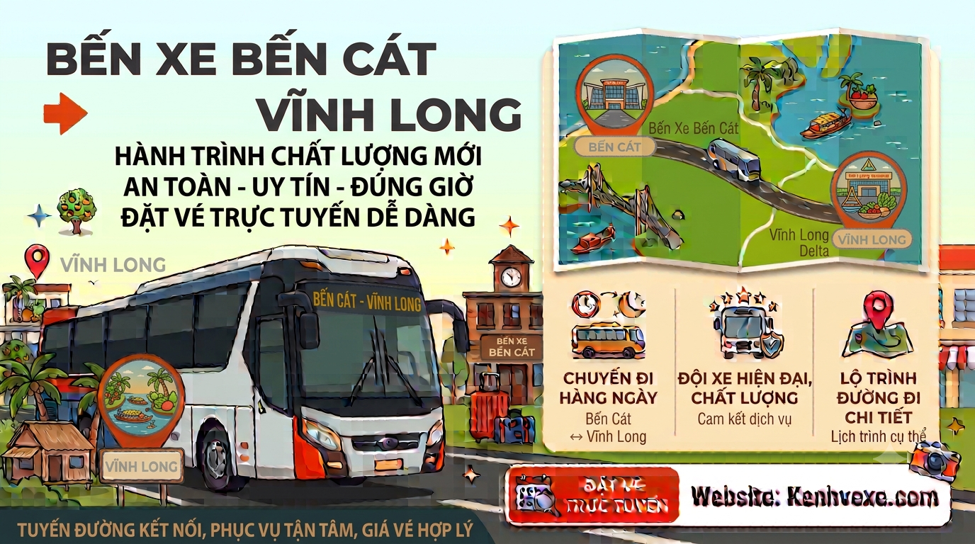 Xe khách Bến Xe Bến Cát đi Vĩnh Long