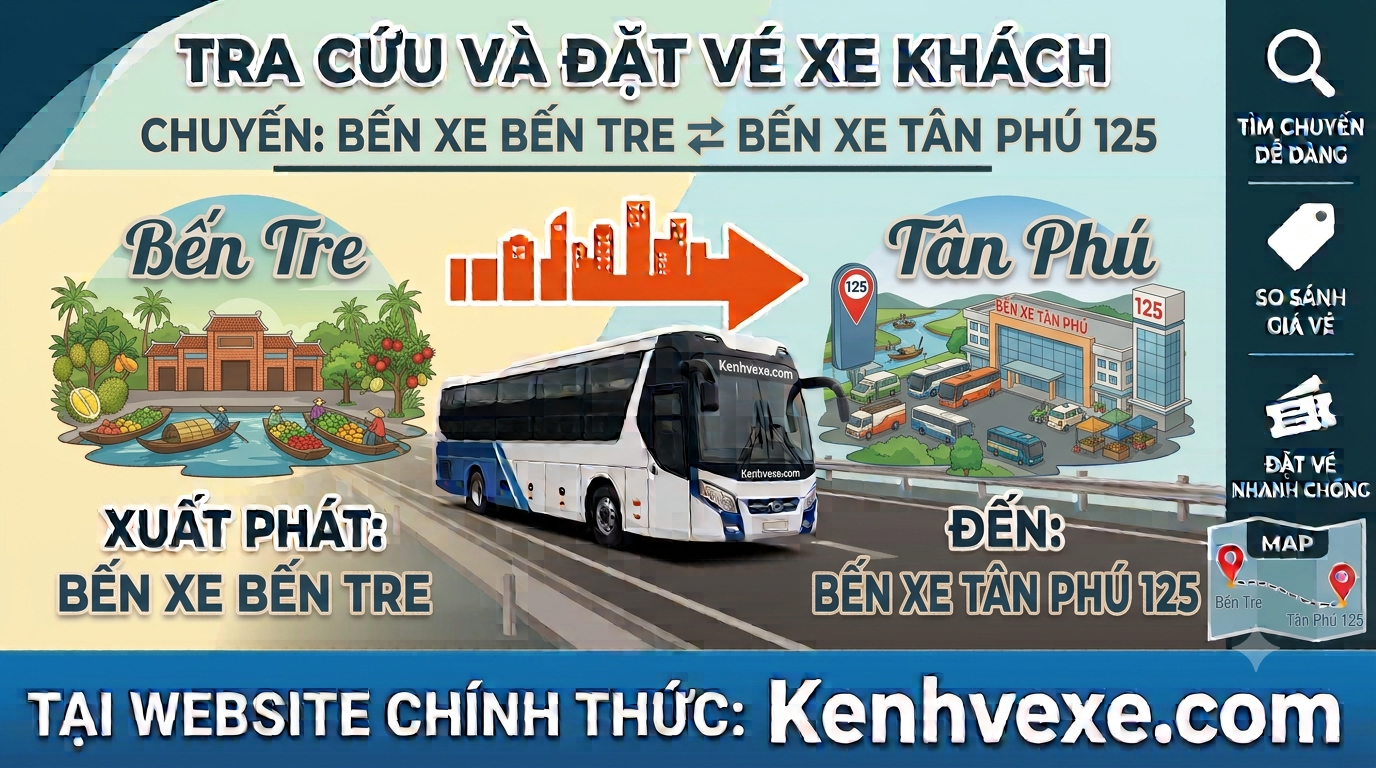 Xe khách Bến Xe Bến Tre đi Bến xe Tân Phú 125