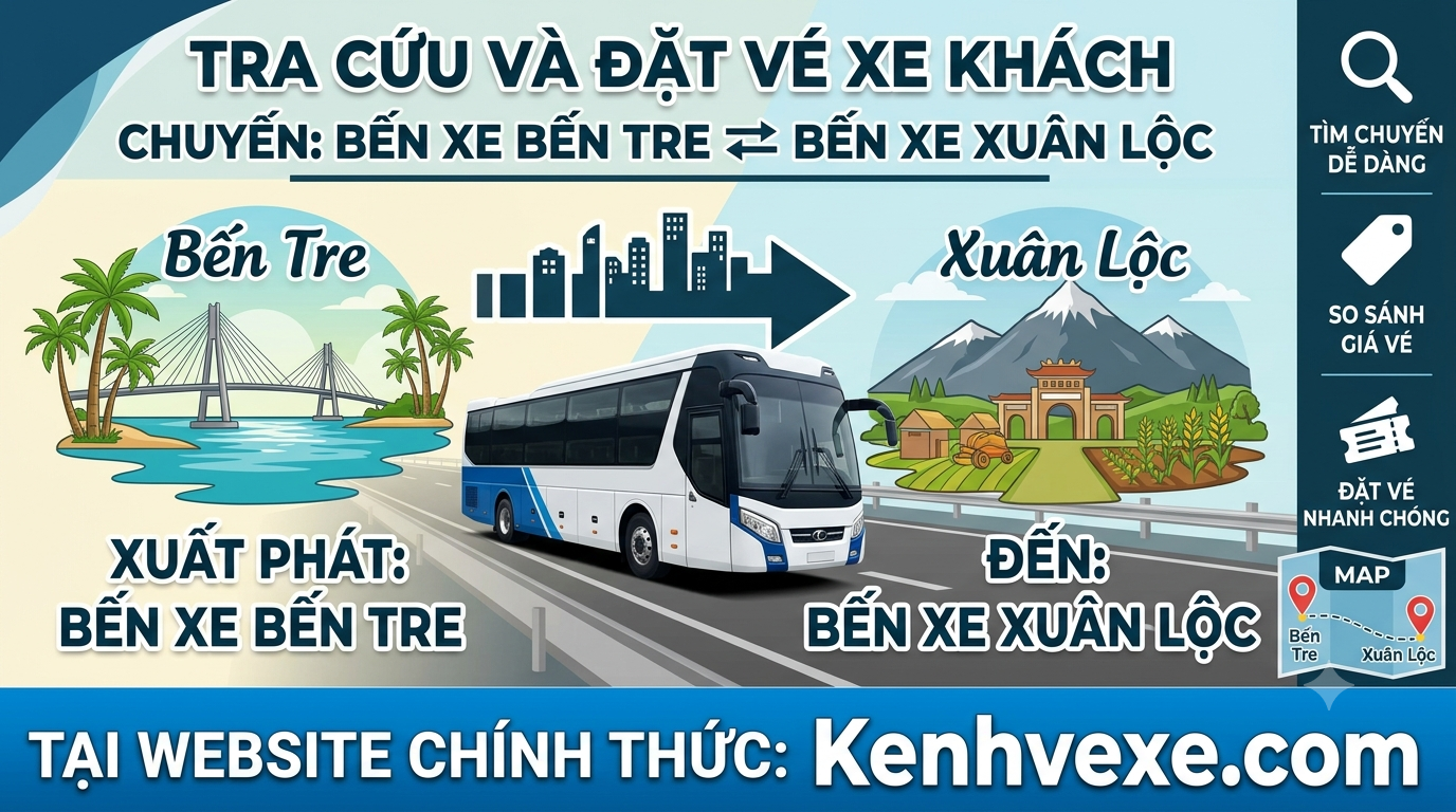 Xe khách Bến Xe Bến Tre đi Bến xe Xuân Lộc