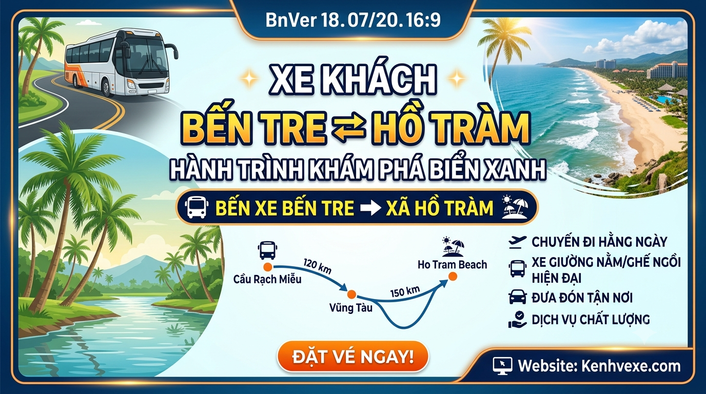 Xe khách Bến Xe Bến Tre đi Xã Hồ Tràm