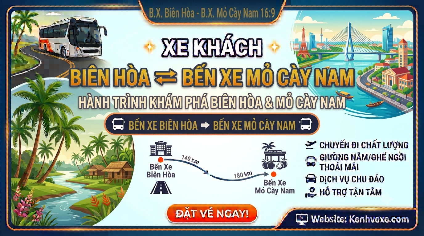 Xe khách Bến xe Biên Hòa đi Bến Xe Mỏ Cày Nam