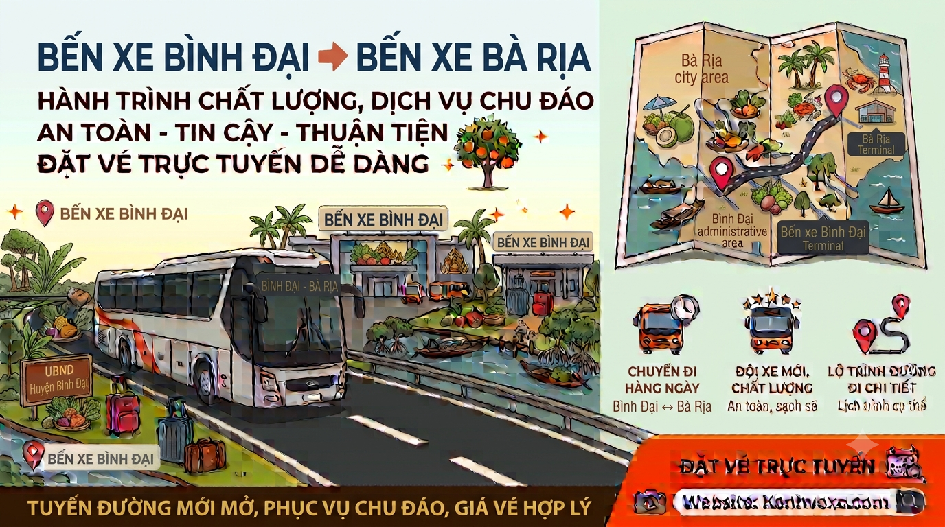 Xe khách Bến Xe Bình Đại đi Bến Xe Bà Rịa