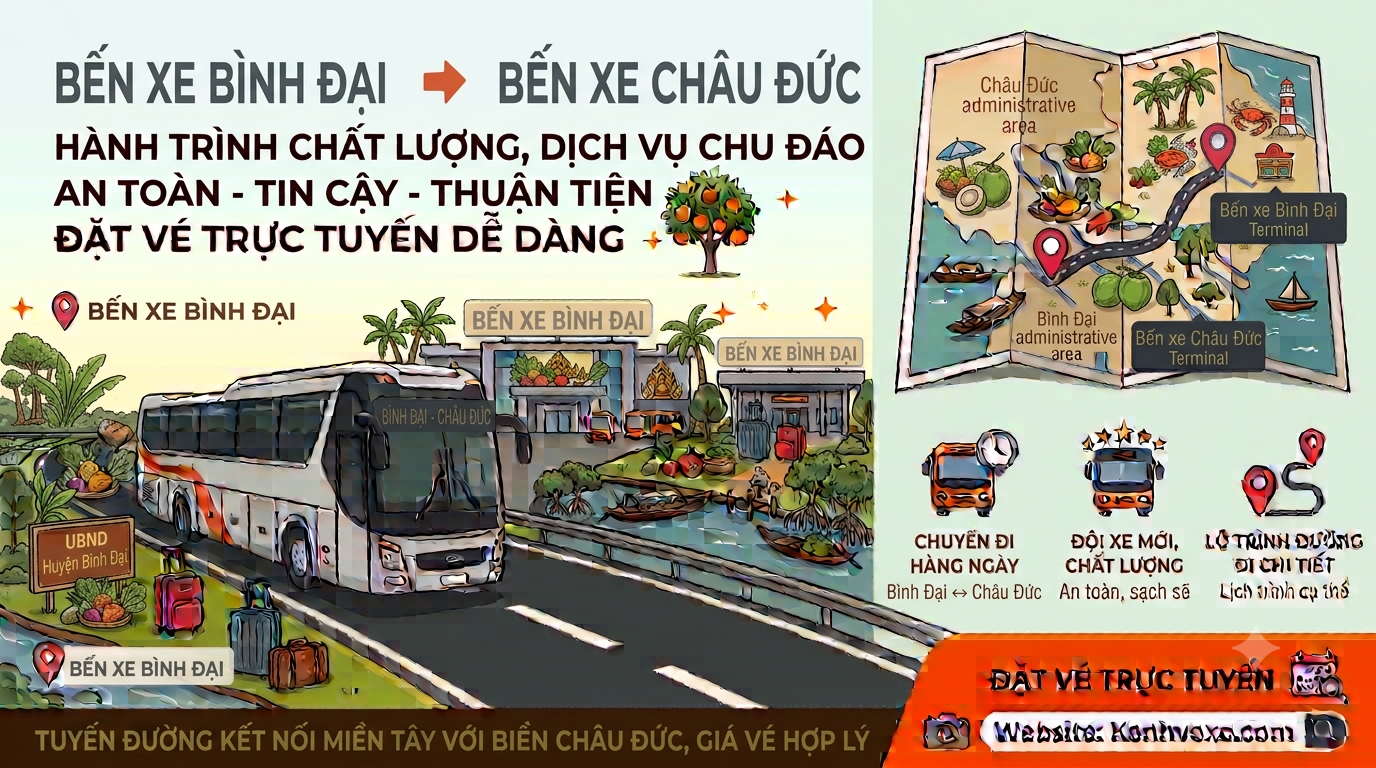 Xe khách Bến Xe Bình Đại đi Bến Xe Châu Đức