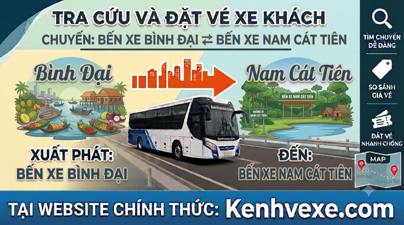 Xe khách Bến Xe Bình Đại đi Bến xe Nam Cát Tiên