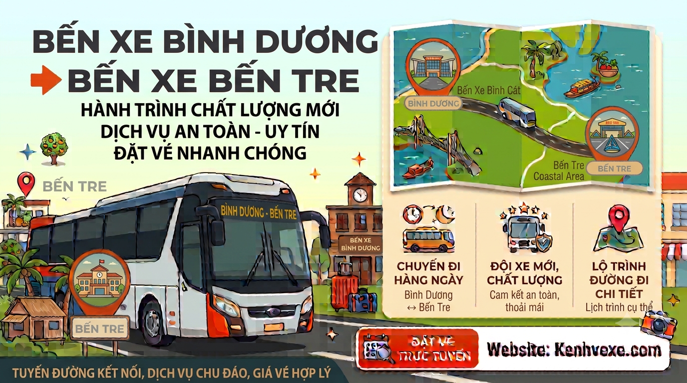 Xe khách Bến Xe Bình Dương đi Bến Xe Bến Tre