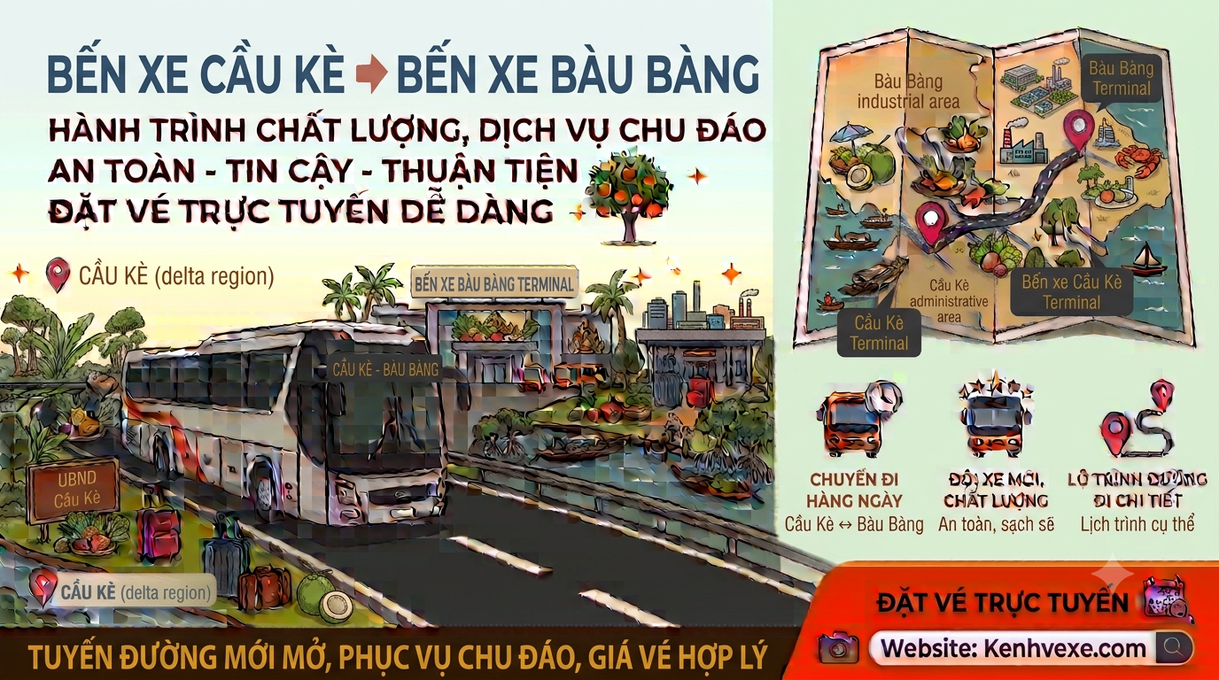 Xe khách Bến xe Cầu Kè đi Bến Xe Bàu Bàng