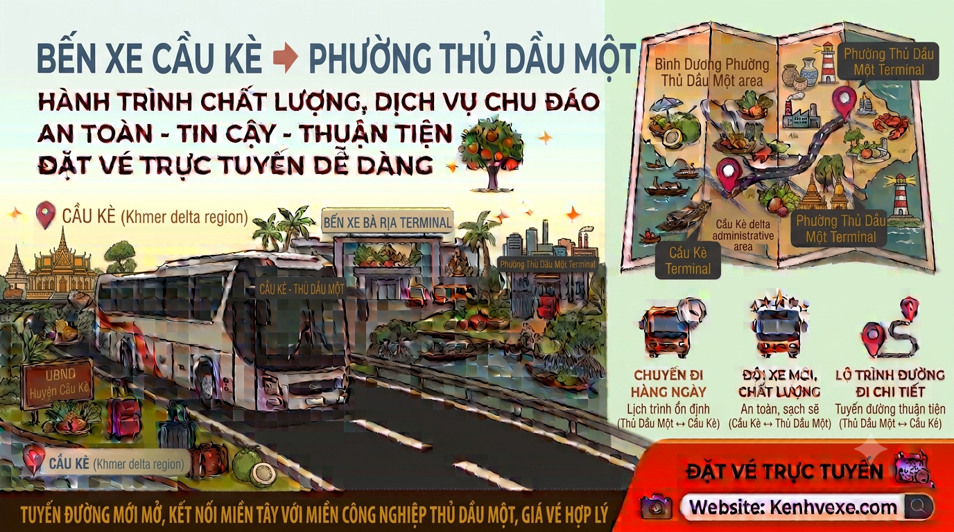 Xe khách Bến xe Cầu Kè đi Phường Thủ Dầu Một
