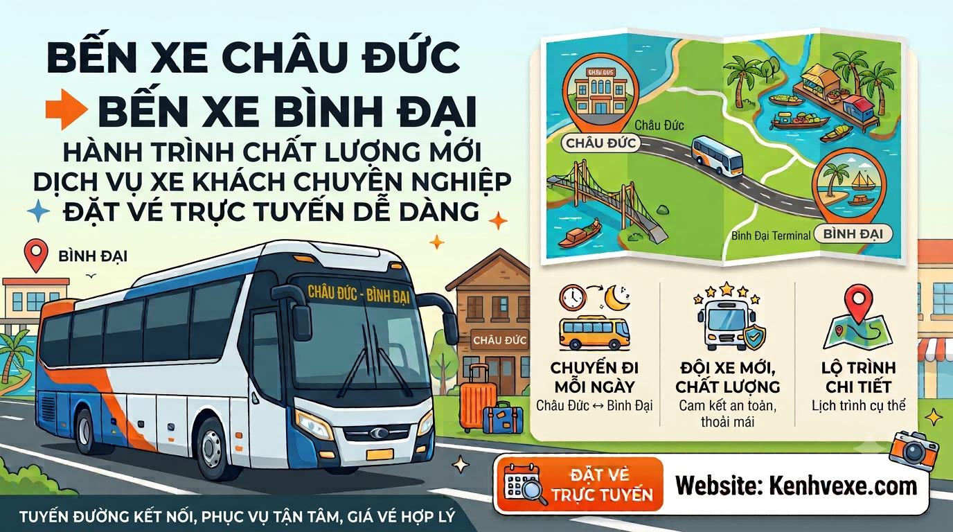 Xe khách Bến Xe Châu Đức đi Bến Xe Bình Đại
