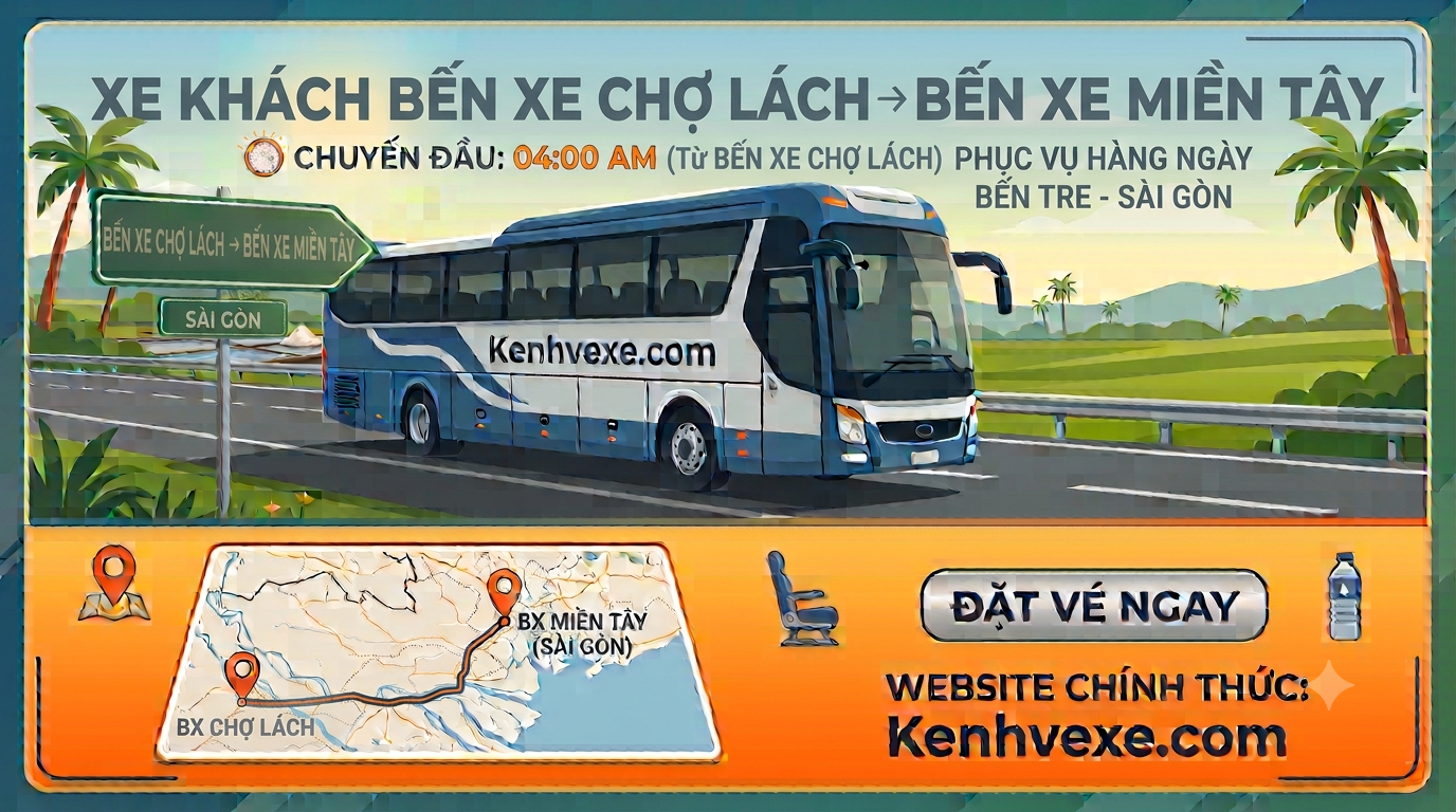 Xe khách Bến Xe Chợ Lách đi Bến xe Miền Tây
