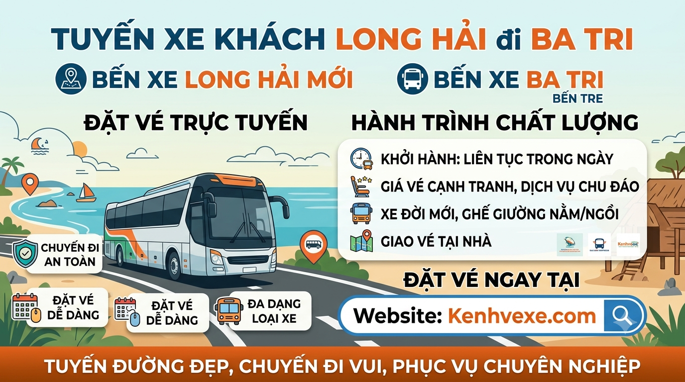 Xe khách Bến xe Long Hải Mới đi Bến Xe Ba Tri