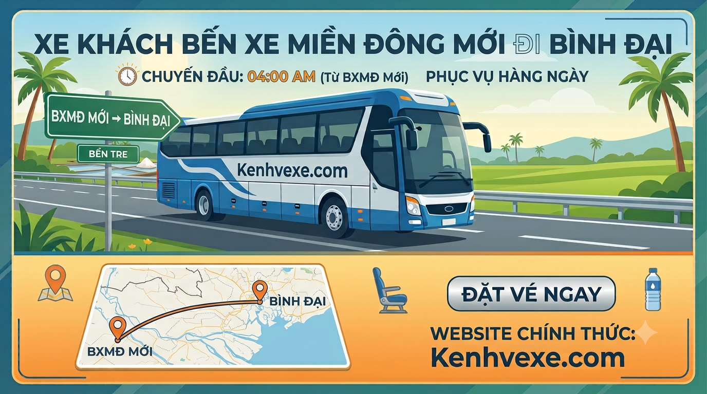 Xe khách Bến xe Miền Đông Mới đi Bến Xe Bình Đại