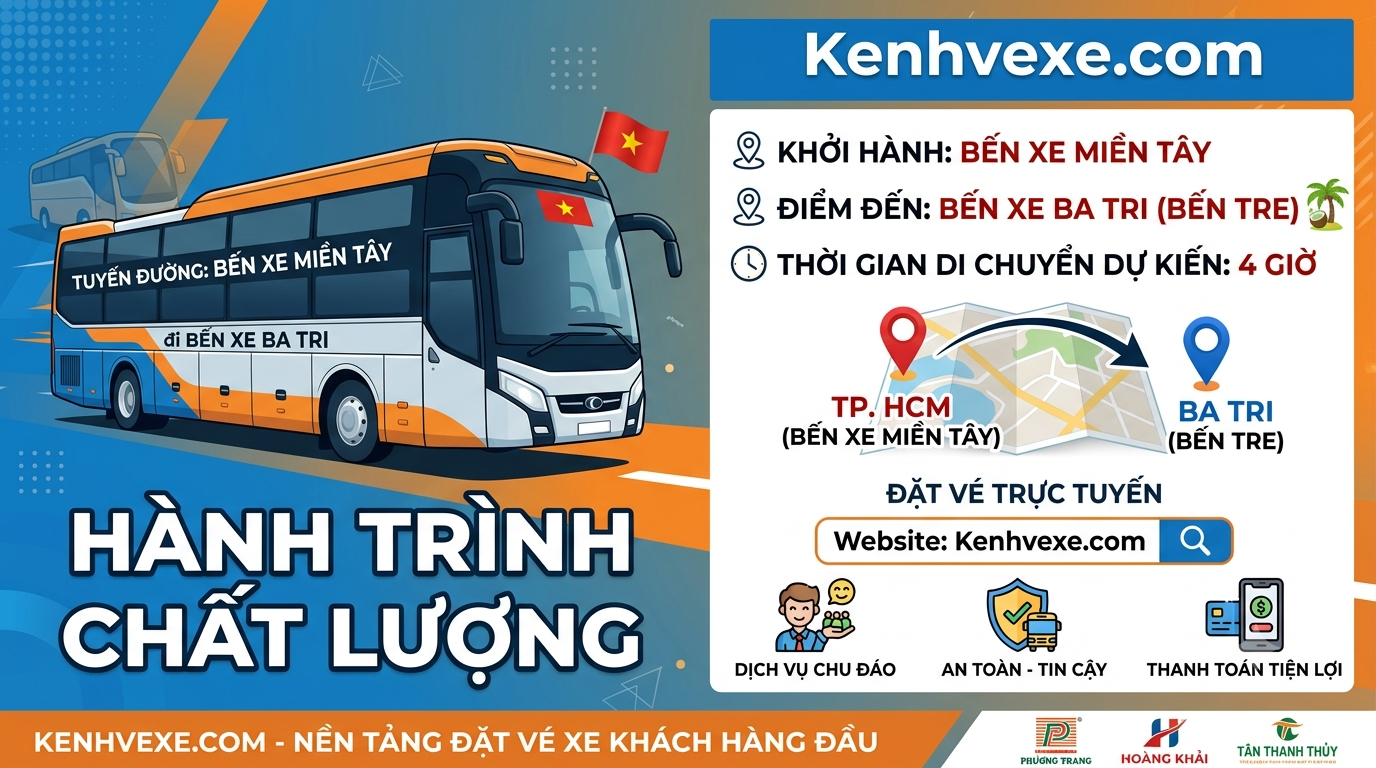 Xe khách Bến xe Miền Tây đi Bến Xe Ba Tri