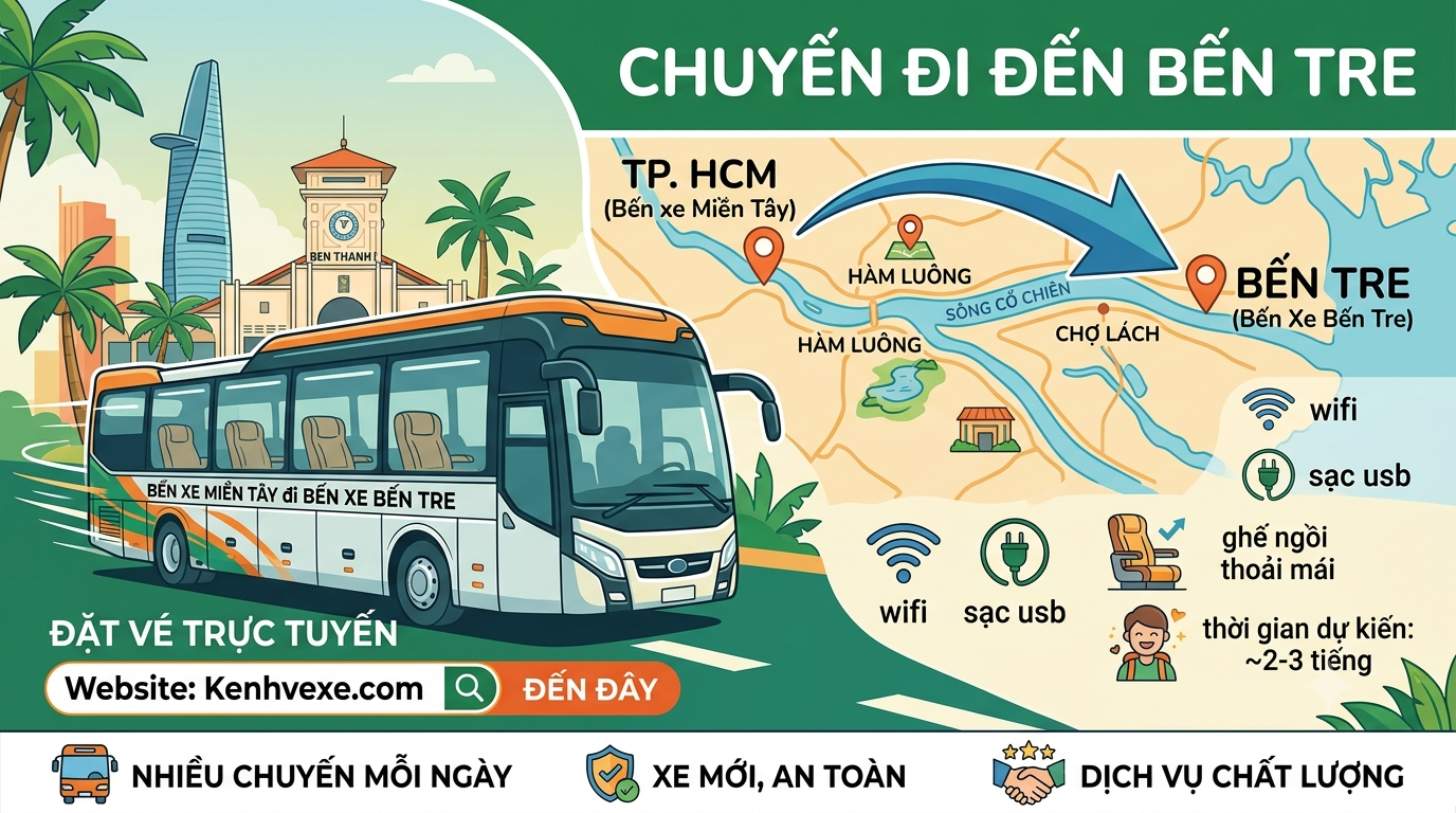 Xe khách Bến xe Miền Tây đi Bến Xe Bến Tre