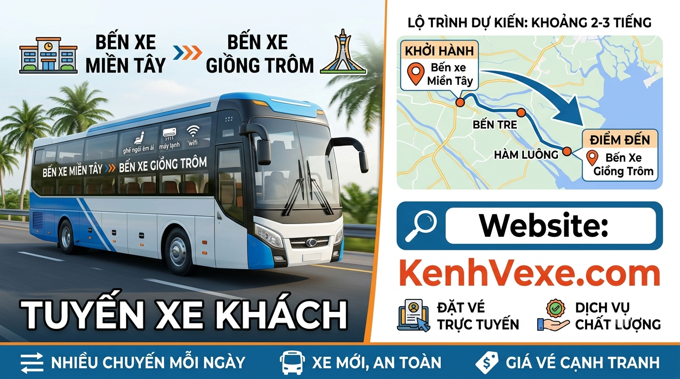 Xe khách Bến xe Miền Tây đi Bến Xe Giồng Trôm