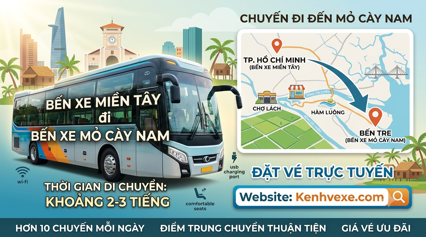 Xe khách Bến xe Miền Tây đi Bến Xe Mỏ Cày Nam