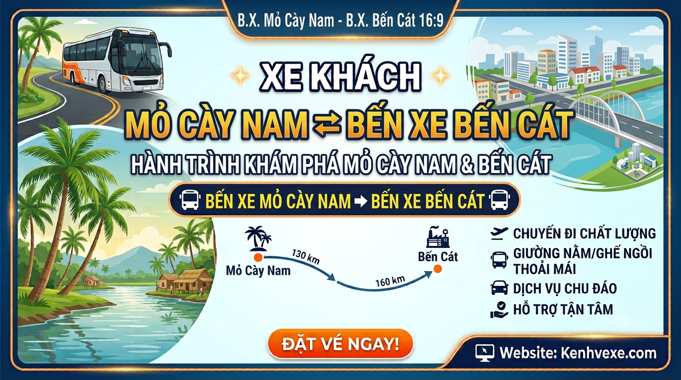 Xe khách Bến Xe Mỏ Cày Nam đi Bến Xe Bến Cát