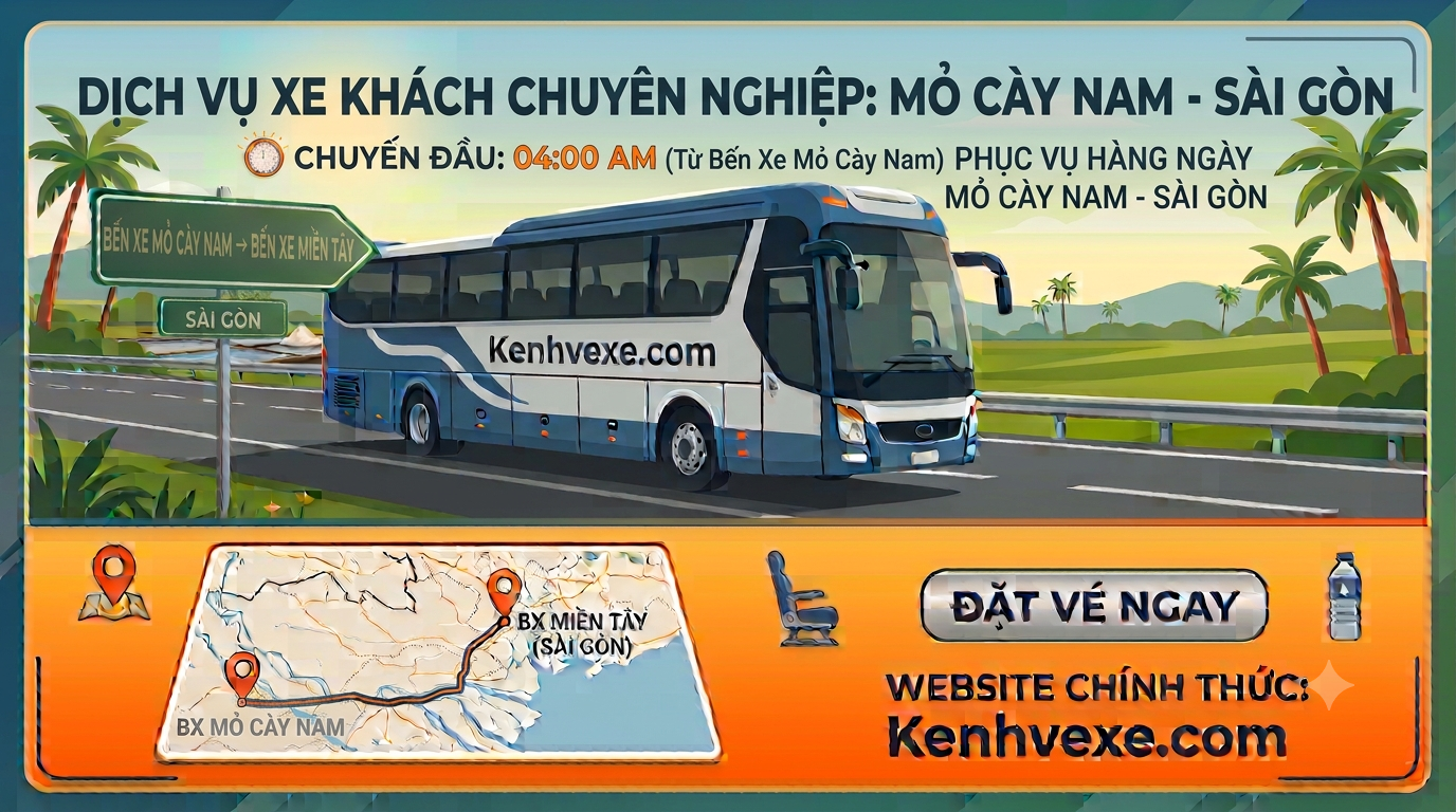 Xe khách Bến Xe Mỏ Cày Nam đi Bến xe Miền Tây