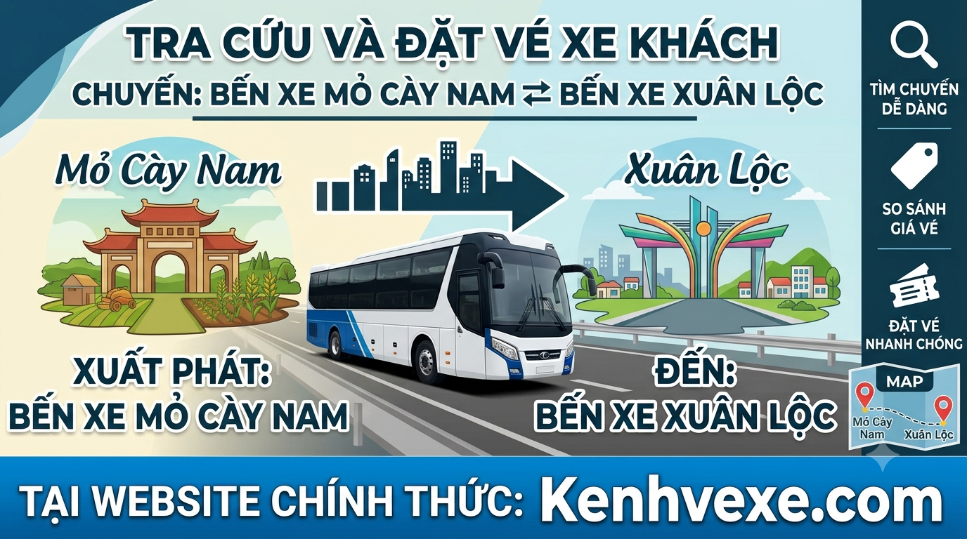 Xe khách Bến Xe Mỏ Cày Nam đi Bến xe Xuân Lộc