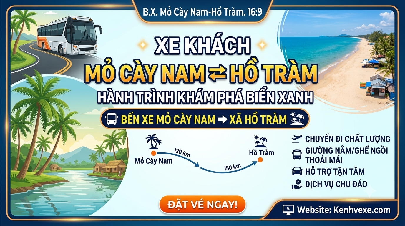 Xe khách Bến Xe Mỏ Cày Nam đi Xã Hồ Tràm