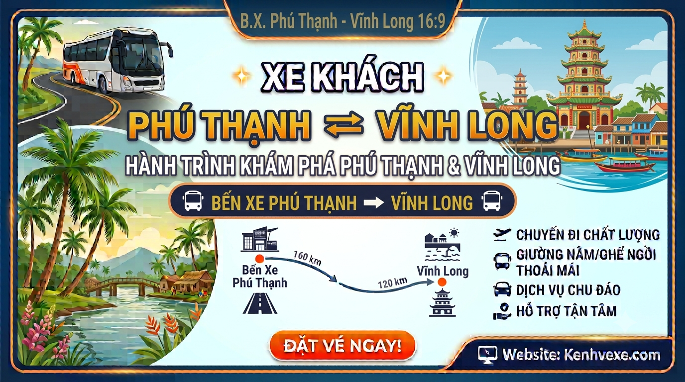 Xe khách Bến xe Phú Thạnh đi Vĩnh Long