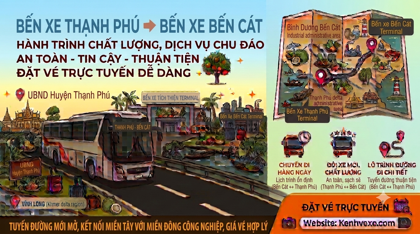Xe khách Bến Xe Thạnh Phú đi Bến Xe Bến Cát