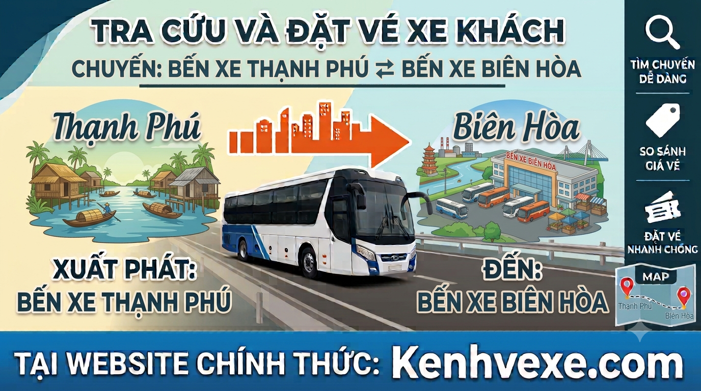 Xe khách Bến Xe Thạnh Phú đi Bến xe Biên Hòa