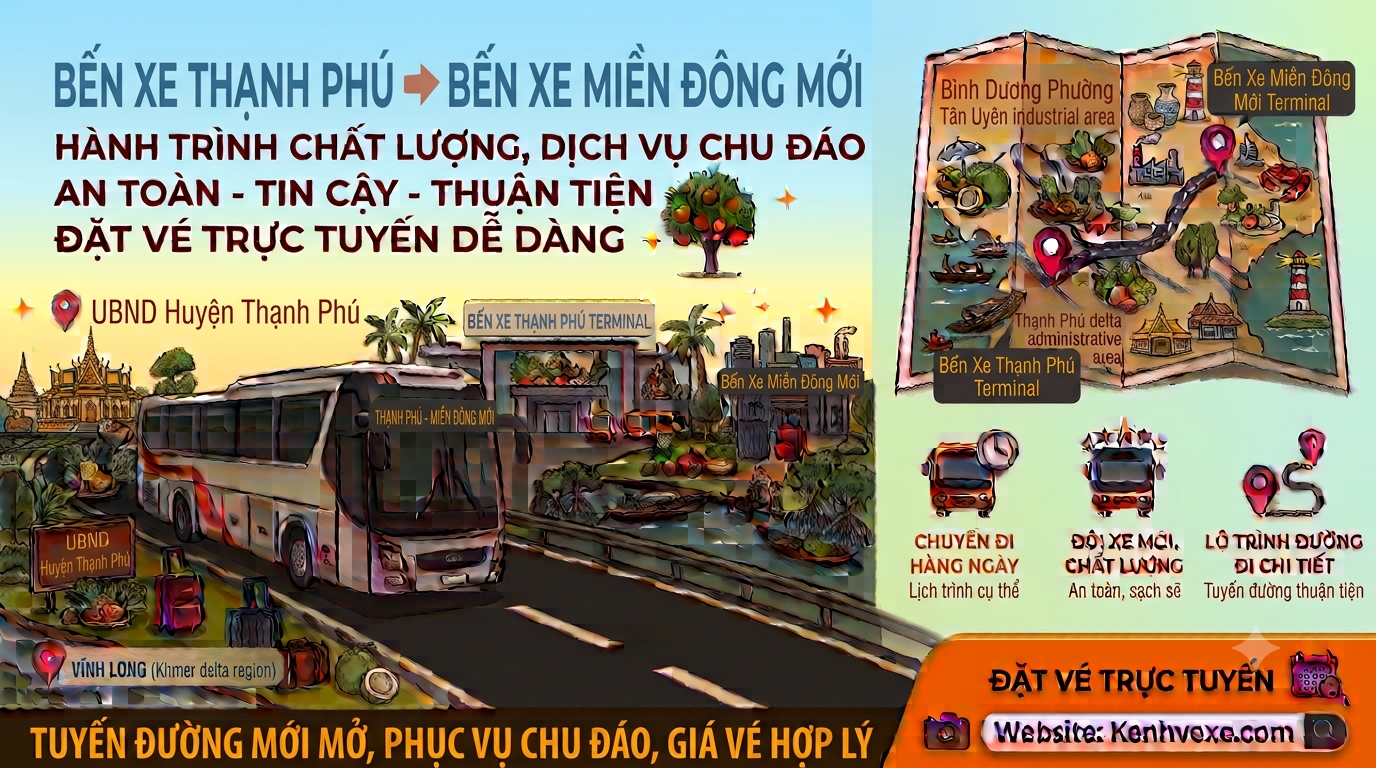 Xe khách Bến Xe Thạnh Phú đi Bến xe Miền Đông Mới