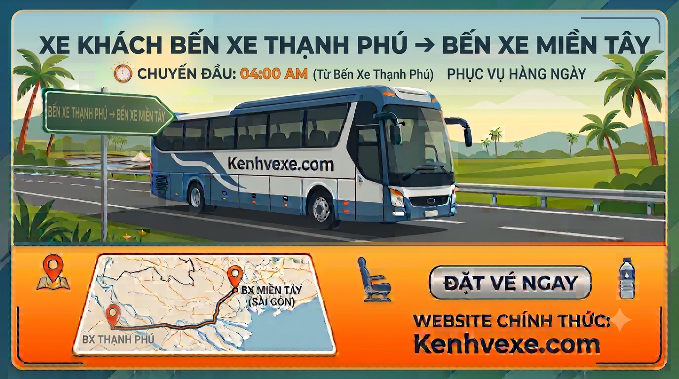 Xe khách Bến Xe Thạnh Phú đi Bến xe Miền Tây