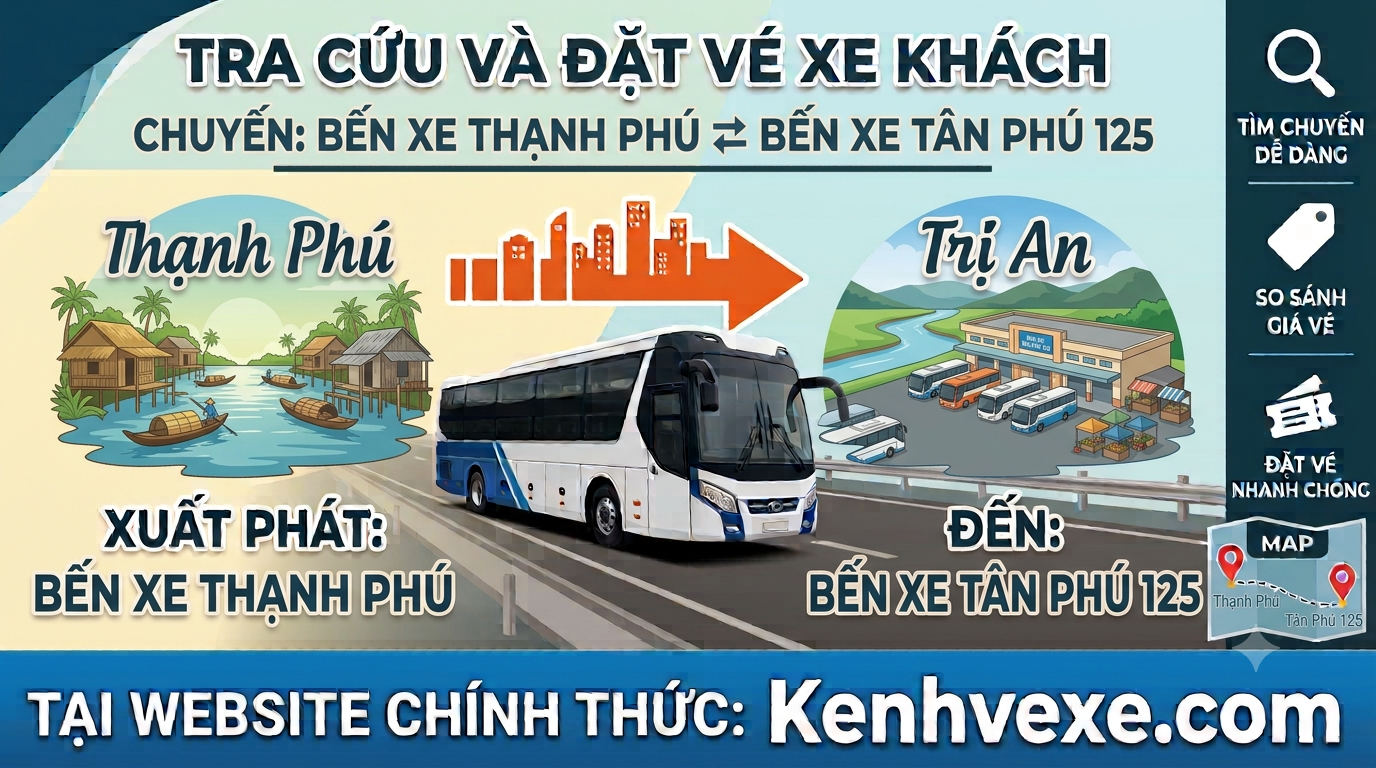 Xe khách Bến Xe Thạnh Phú đi Bến xe Tân Phú 125