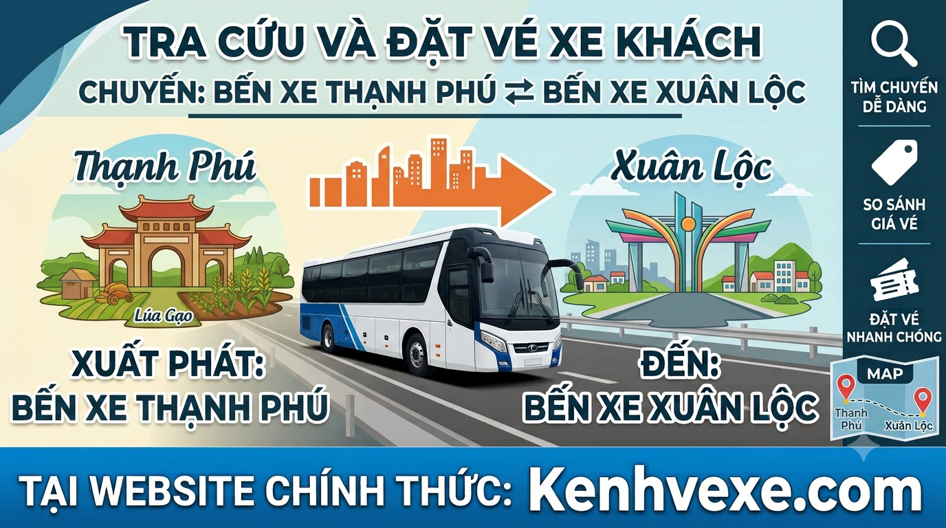 Xe khách Bến Xe Thạnh Phú đi Bến xe Xuân Lộc