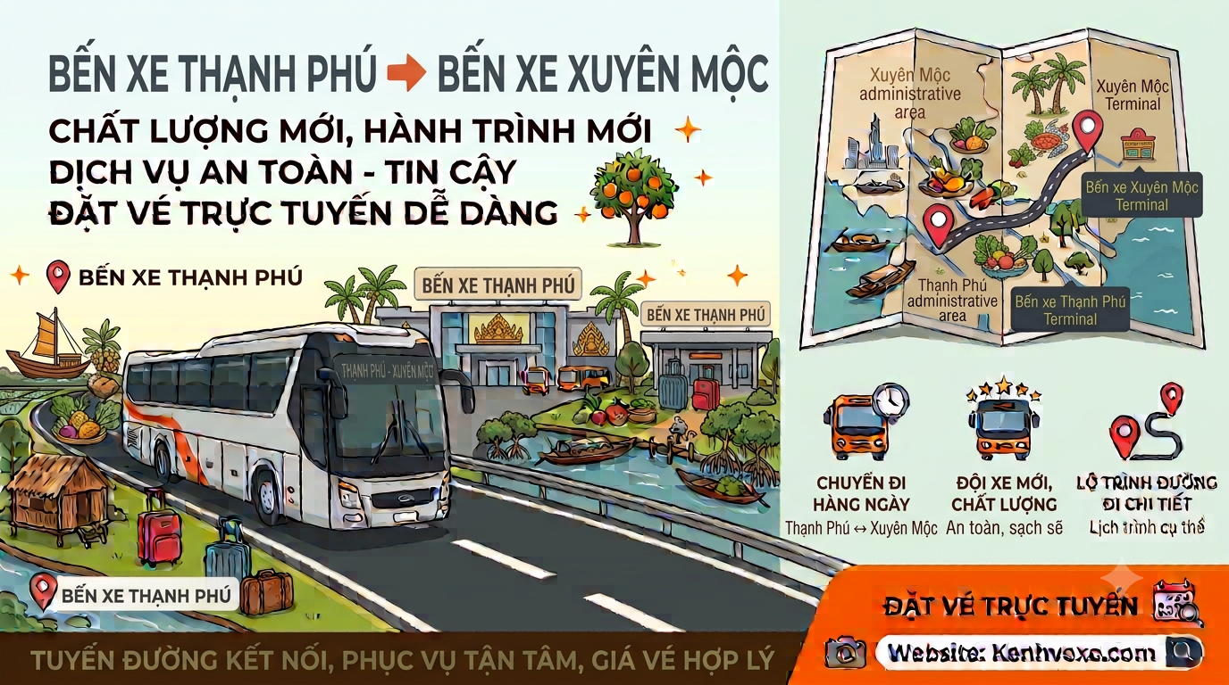 Xe khách Bến Xe Thạnh Phú đi Bến Xe Xuyên Mộc