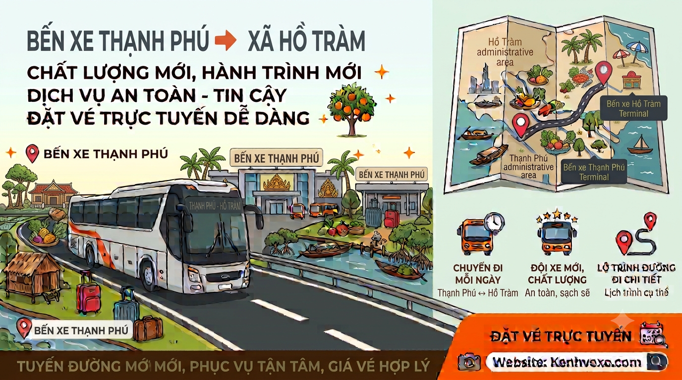 Xe khách Bến Xe Thạnh Phú đi Xã Hồ Tràm