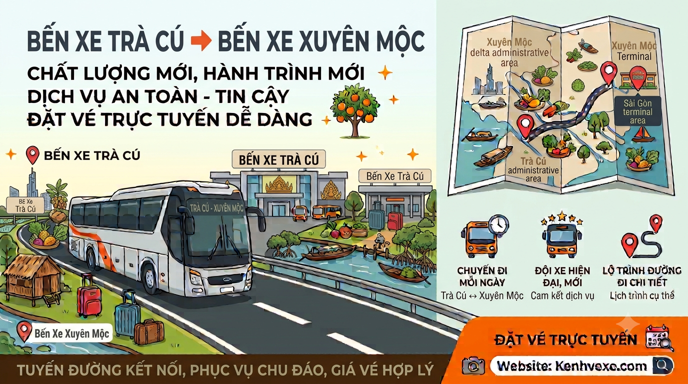 Xe khách Bến Xe Trà Cú đi Bến Xe Xuyên Mộc