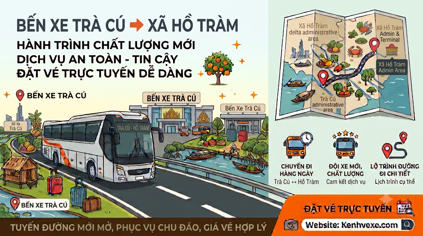 Xe khách Bến Xe Trà Cú đi Xã Hồ Tràm