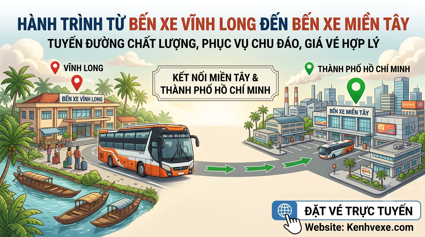 Xe khách Bến xe Vĩnh Long đi Bến xe Miền Tây