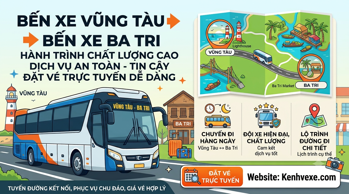 Xe khách Bến Xe Vũng Tàu đi Bến Xe Ba Tri