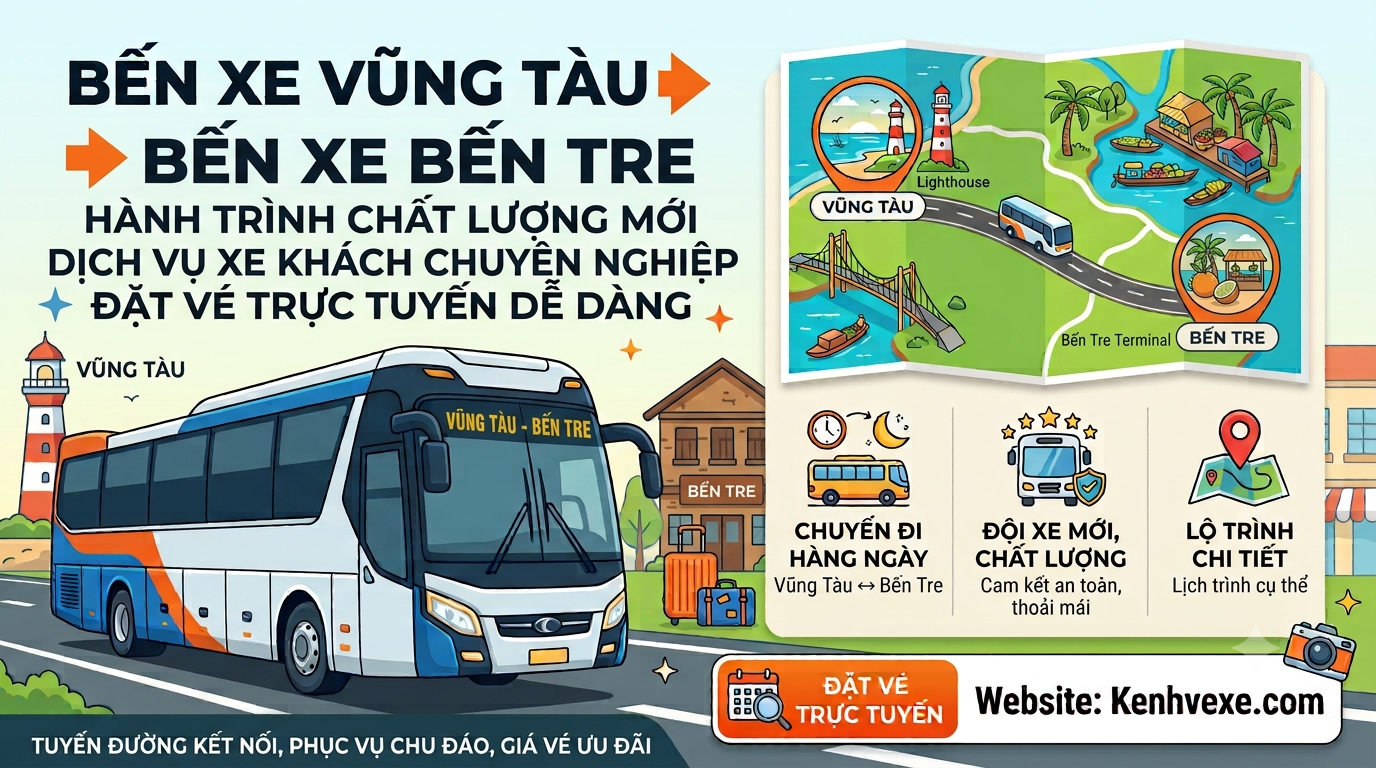 Xe khách Bến Xe Vũng Tàu đi Bến Xe Bến Tre
