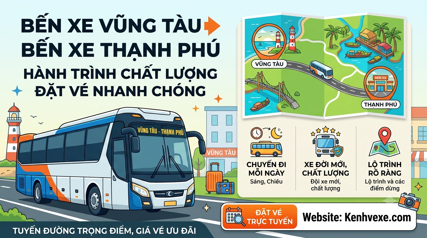 Xe khách Bến Xe Vũng Tàu đi Bến Xe Thạnh Phú
