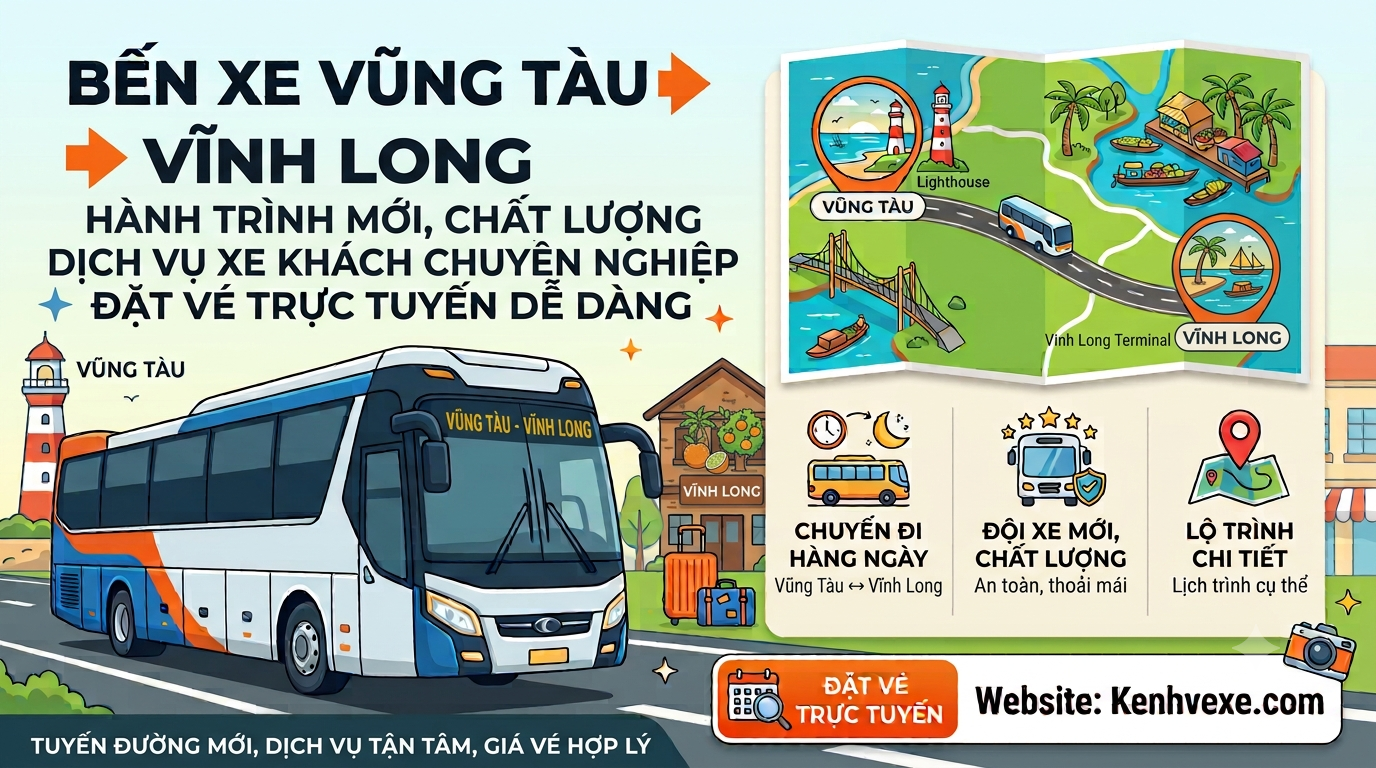 Xe khách Bến Xe Vũng Tàu đi Vĩnh Long