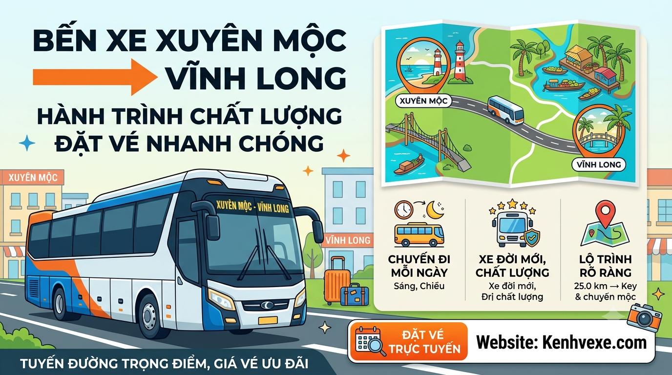 Xe khách Bến Xe Xuyên Mộc đi Vĩnh Long