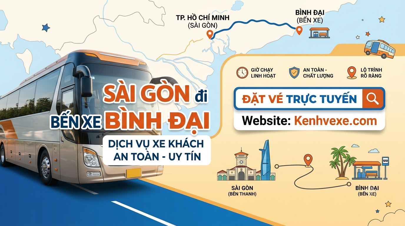 Xe khách Sài Gòn đi Bến Xe Bình Đại