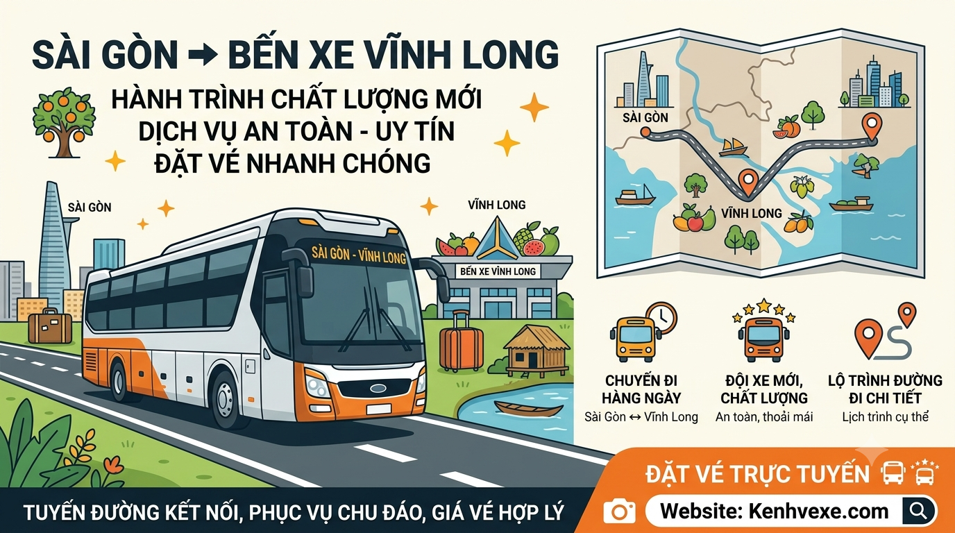 Xe khách Sài Gòn đi Bến xe Vĩnh Long