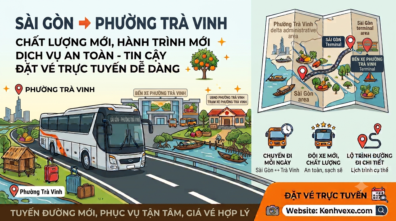 Xe khách Sài Gòn đi Phường Trà Vinh