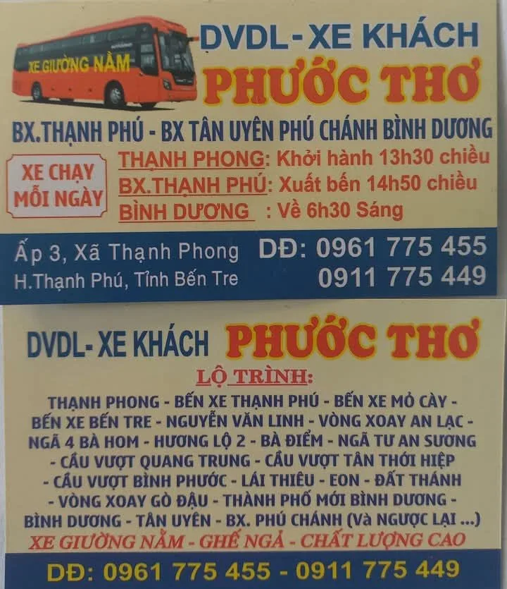 Hình ảnh Nhà xe Phước Thơ Thạnh Phú Bình Dương