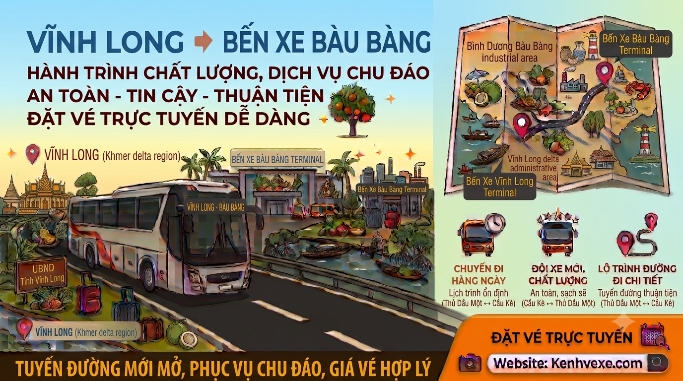Xe khách Vĩnh Long đi Bến Xe Bàu Bàng