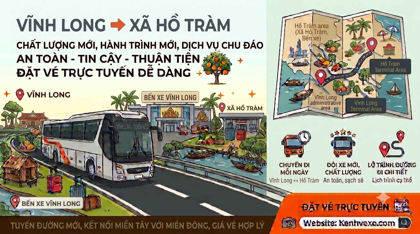 Xe khách Vĩnh Long đi Xã Hồ Tràm
